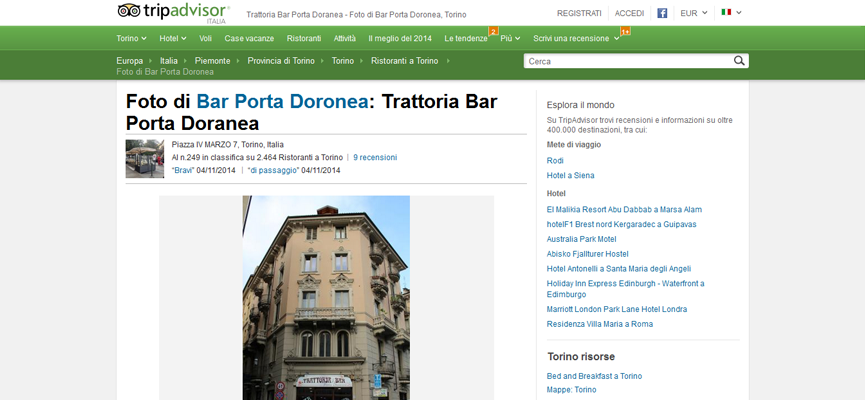 TripAdvisor, Trattoria Porta Doranea